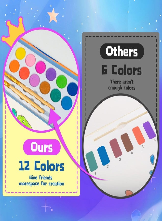 hapray 12 Vibrant Washable Colors Paint with Water Coloring Book for Toddlers, 5 Display Stands Watercolor Paint Set for Kids Ages 3-5 4-8, Arts and Crafts Toys Birthday Holiday Gifts for Boys Girls - Image 4